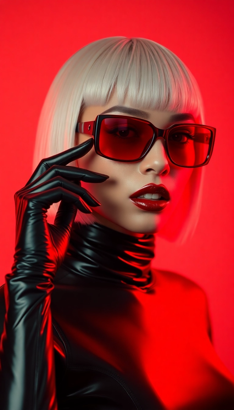 HD iPhone AI Y2K Woman Fashion Model in Black and Red Gorgeous Wallpaper
